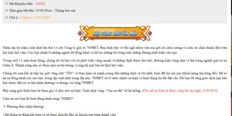 789Bet Tạo Loạt Ưu Đãi Tri Ân Toàn Bộ Thành Viên Nhà Cái 4 Lưu ý đến thời hạn và điều kiện của mỗi ưu đãi