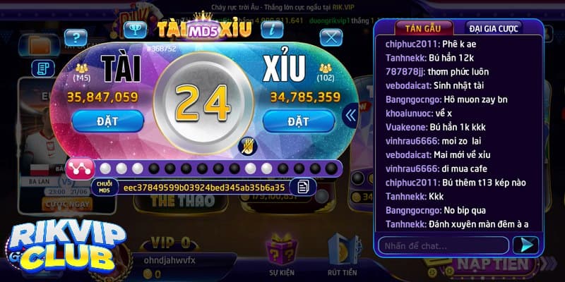 Rikvip - Cổng Game Chơi Tài Xỉu Md5 Với Tỷ Lệ Thưởng Lớn 3 Các loại hình tài xỉu Rikvip dành cho người chơi