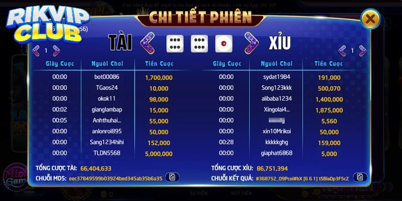 Rikvip - Cổng Game Chơi Tài Xỉu Md5 Với Tỷ Lệ Thưởng Lớn 4 Tính năng đặc biệt trong các game tài xỉu